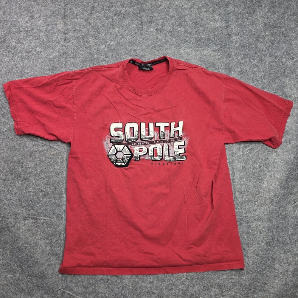 Vintage Y2K Southpole Puff Print Shirt Red‎ Size XL